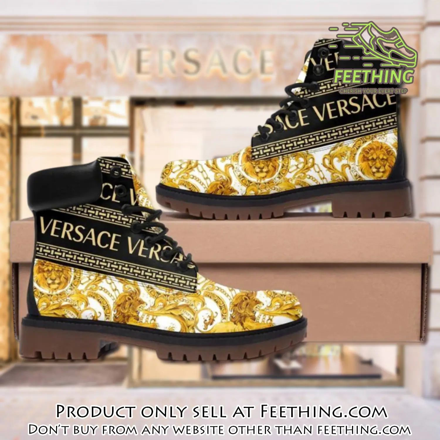 Gianni versace lion gold pattern luxury brand boots premium gifts for men women ft3555955